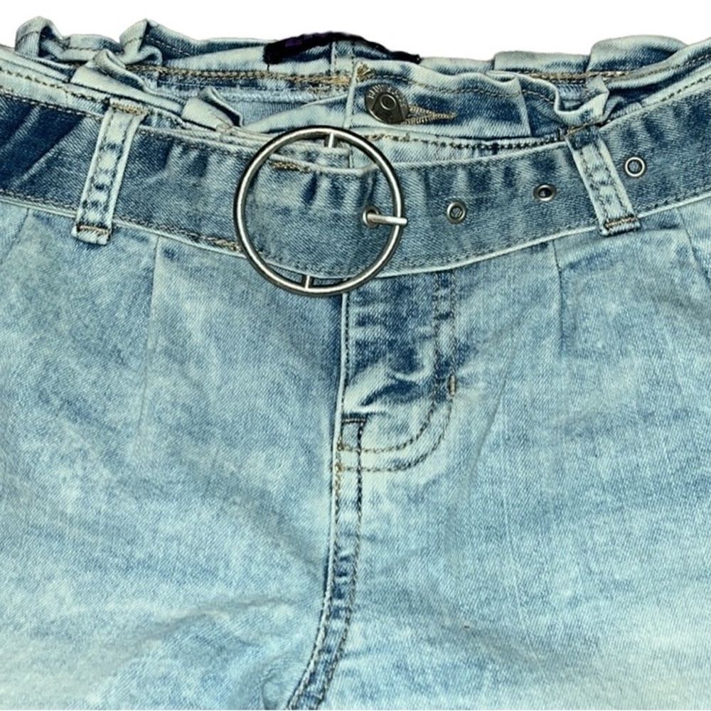 Blue Spice Paper Bag Rolled Hem Jean Shorts - Picture 4 of 9